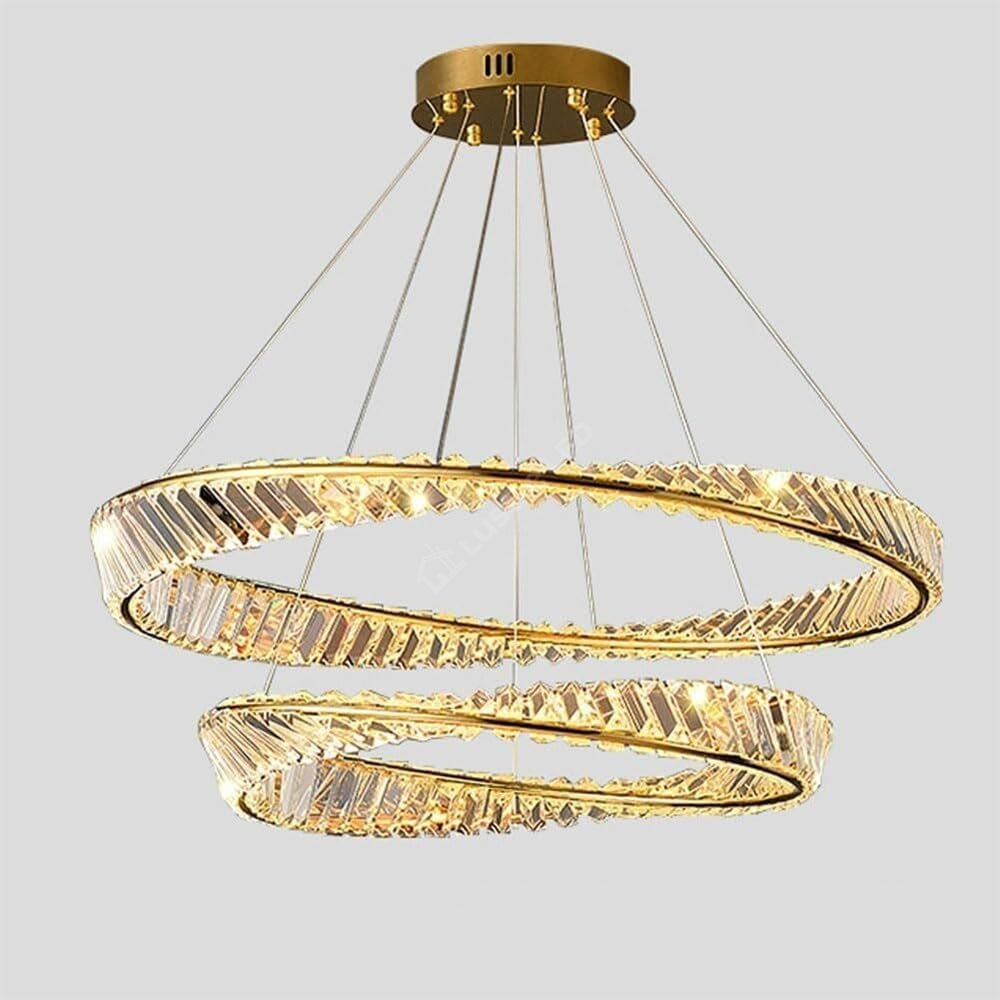 Lustra LED Cristal 2 Segmente 60x40cm Maxi EnVogue Gold 8000lm Telecomanda