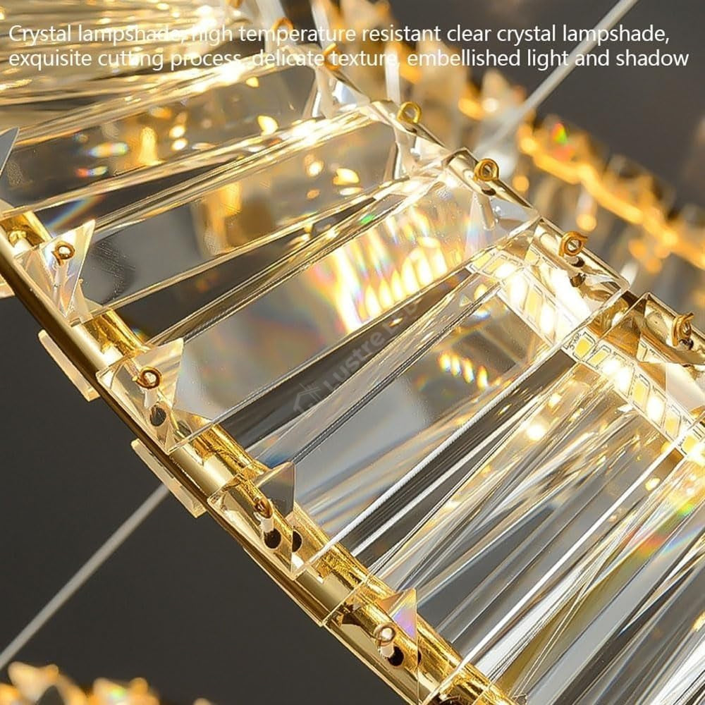 Lustra LED Cristal 2 Segmente 60x40cm Maxi EnVogue Gold 8000lm Telecomanda