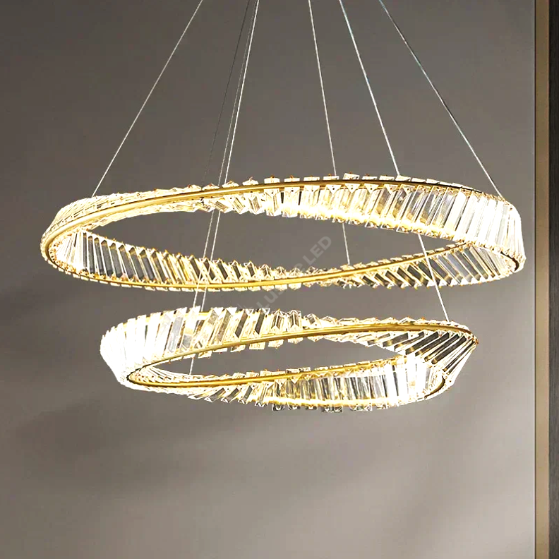 Lustra LED Cristal 2 Segmente 60x40cm Maxi EnVogue Gold 8000lm Telecomanda