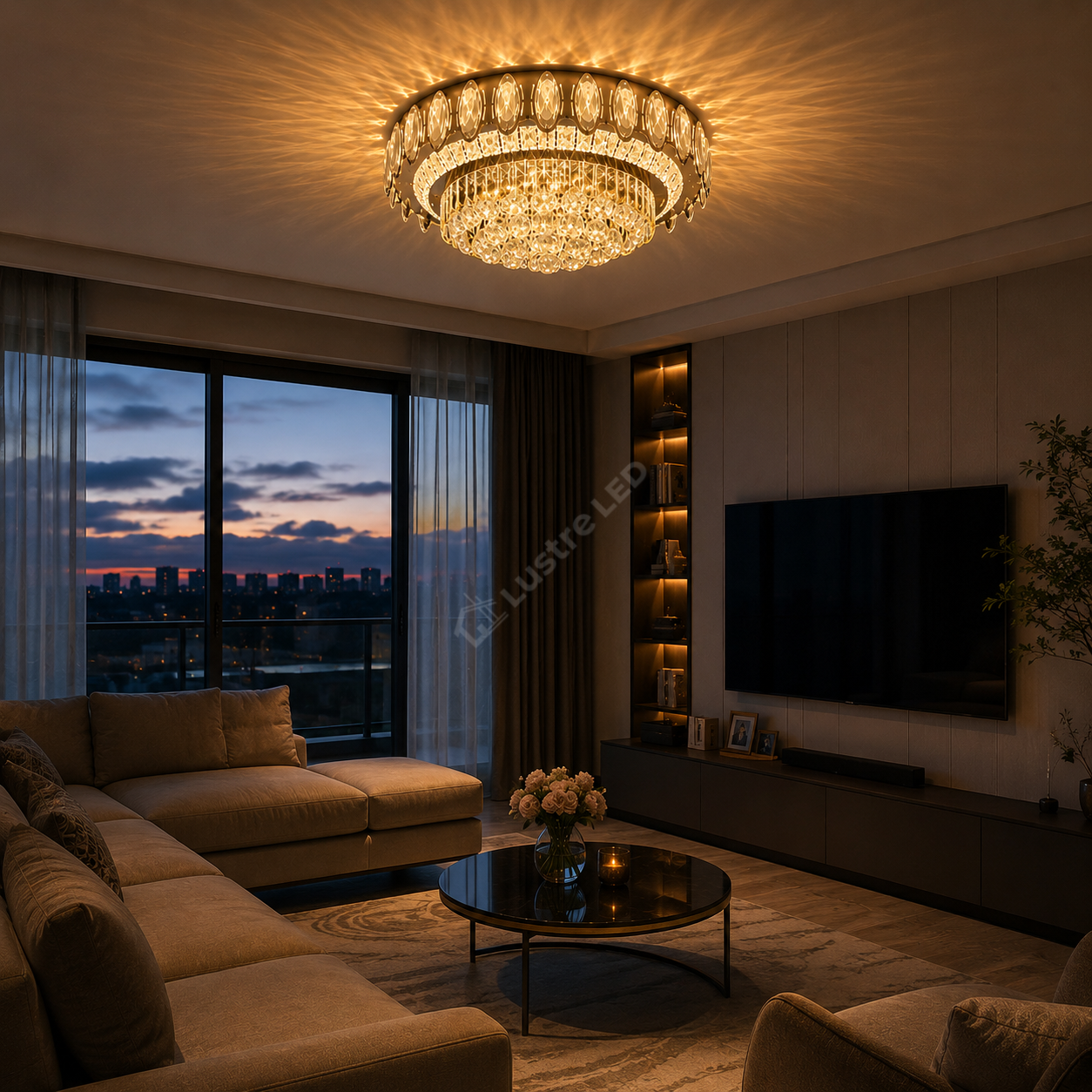 Lustra LED Aplicata Crystal MAJESTY Chrome Telecomanda