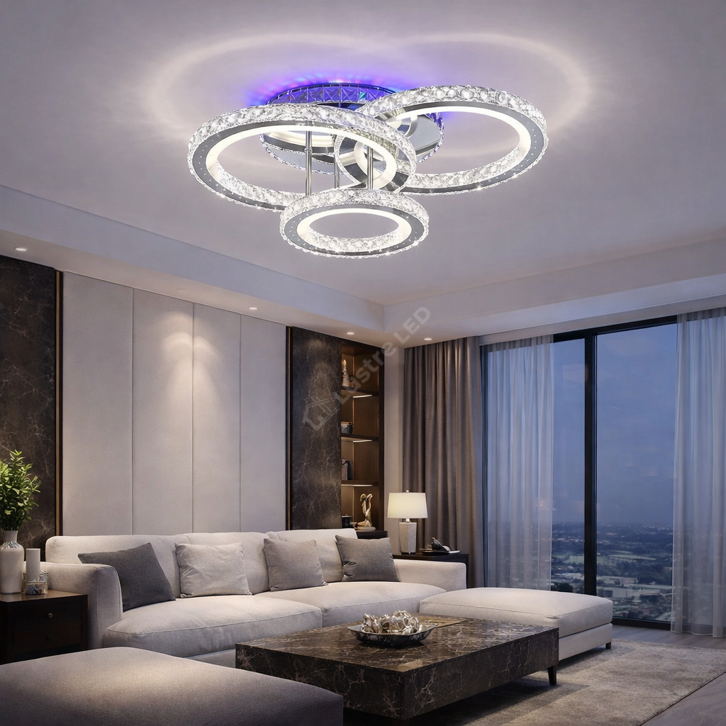 Lustra LED Cristal Ciryla Chrome RGB Echivalent 500W