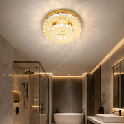 Lustra LED CRISTAL Double Circle Gold 25cm Echivalent 200W