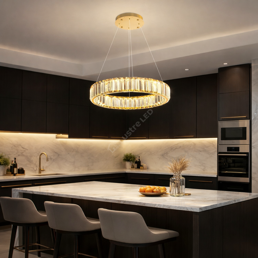 Lustra LED Cristal REGAL GOLD 1 Segment 40cm Echivalent 200W Telecomanda