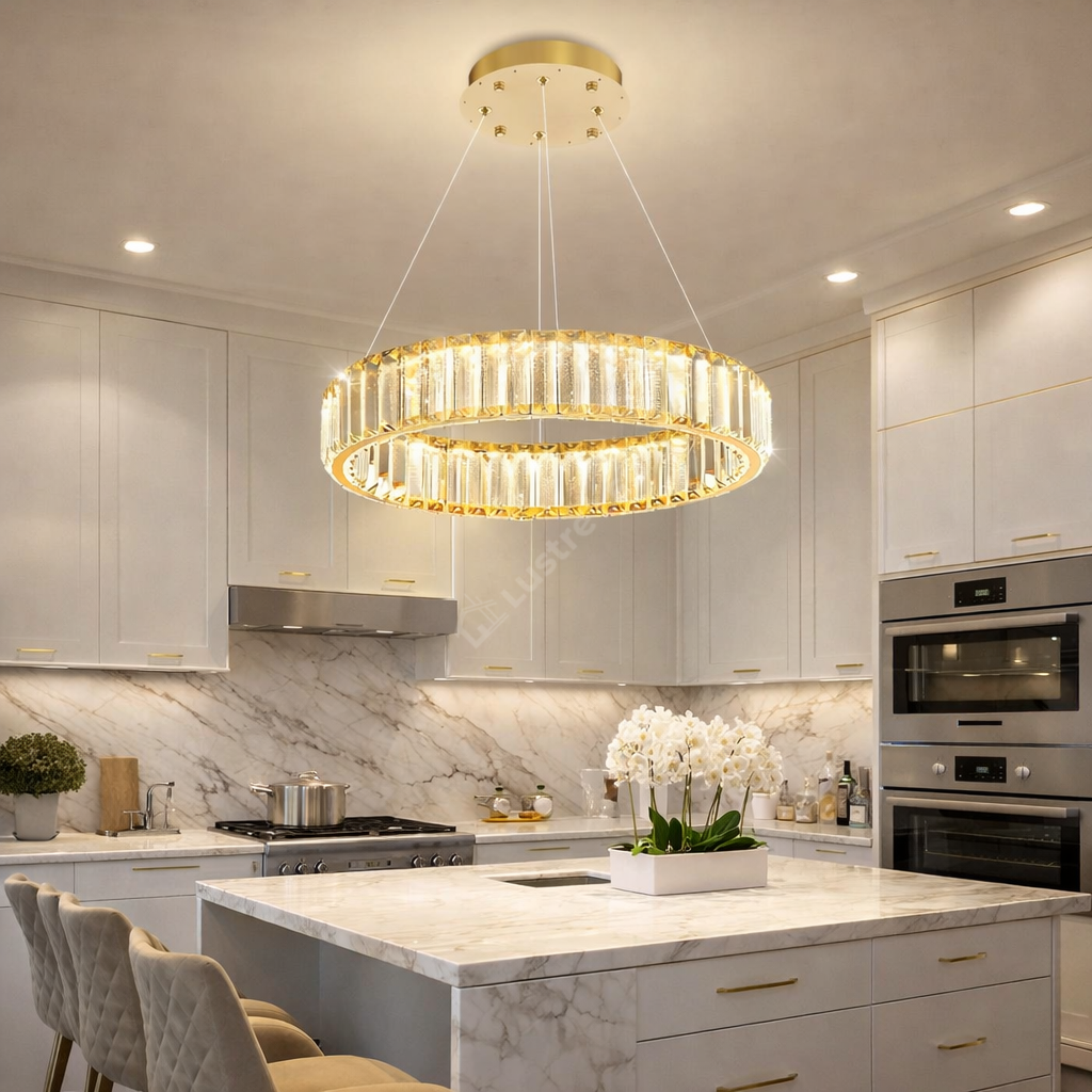 Lustra LED Cristal REGAL GOLD 1 Segment 40cm Echivalent 200W Telecomanda