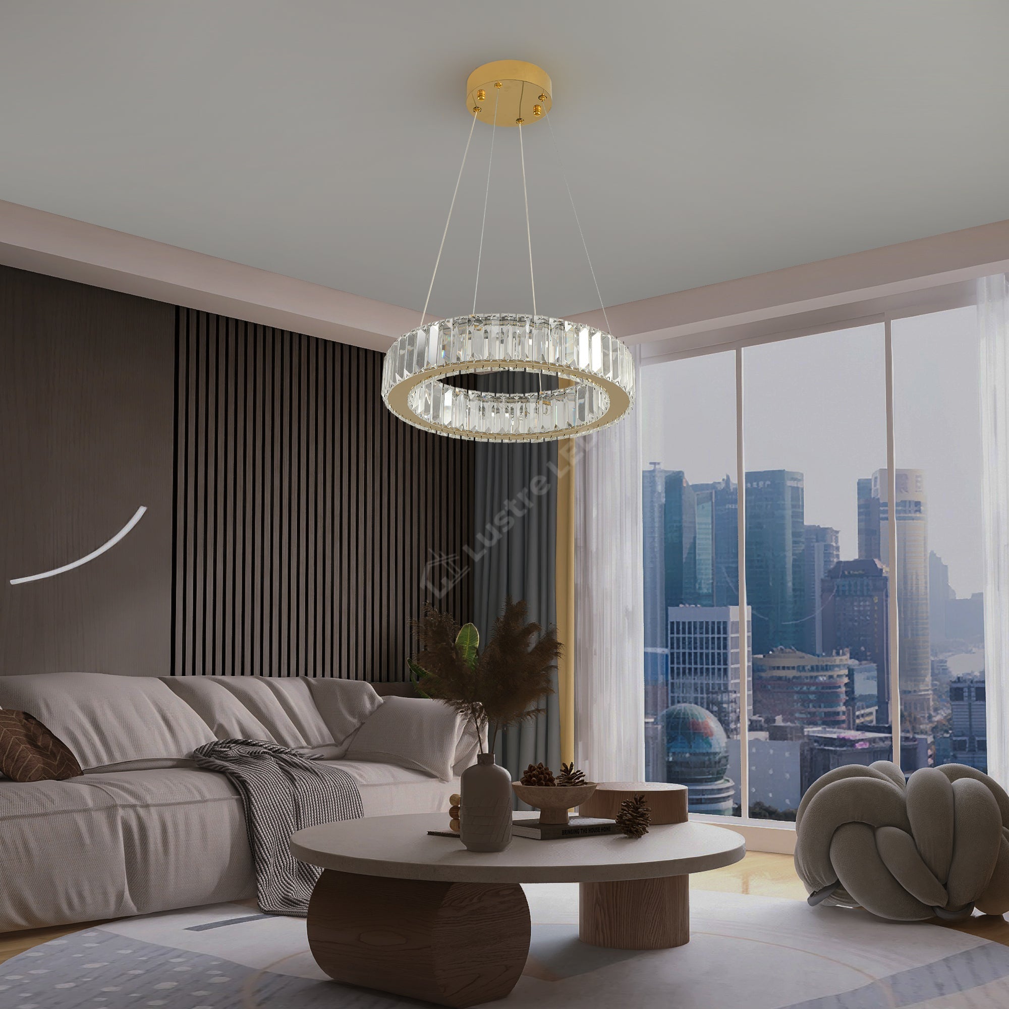 Lustra LED Cristal REGAL GOLD 1 Segment 40cm Echivalent 200W Telecomanda