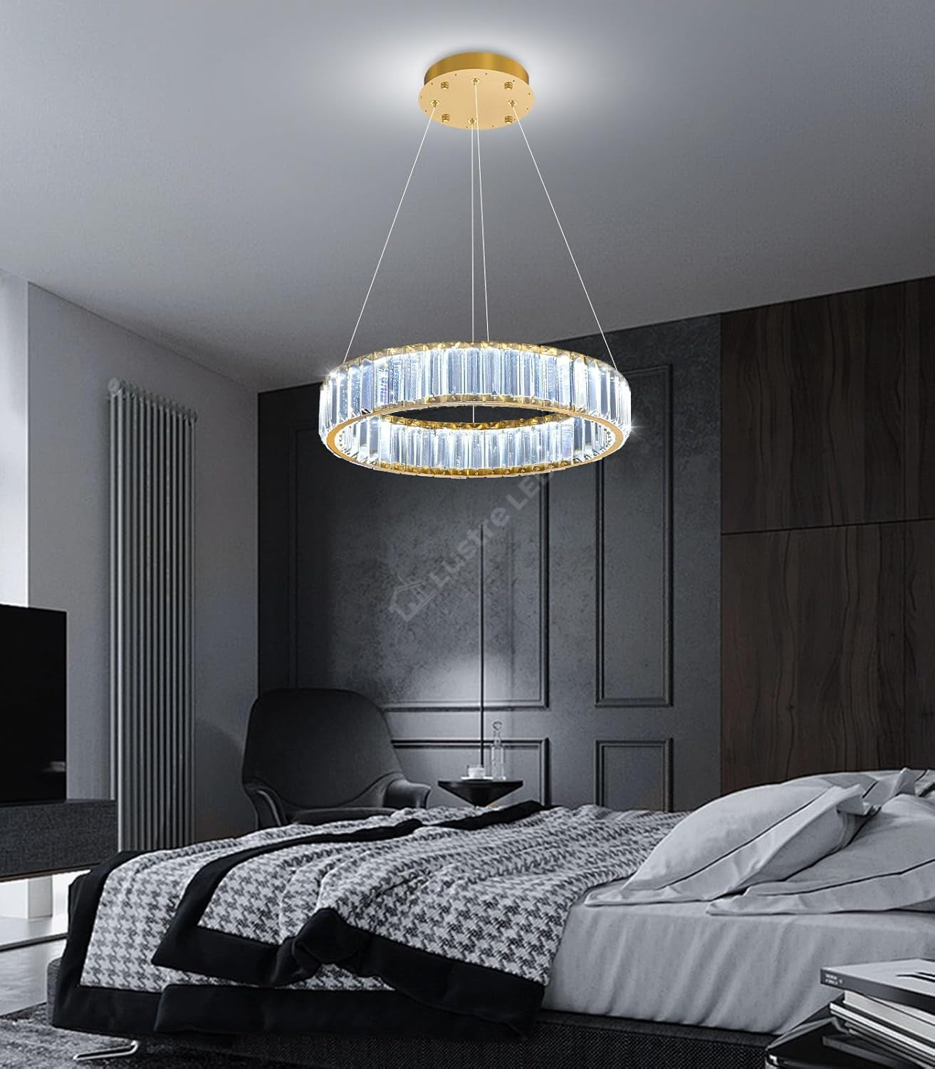 Lustra LED Cristal REGAL GOLD 1 Segment 40cm Echivalent 200W Telecomanda