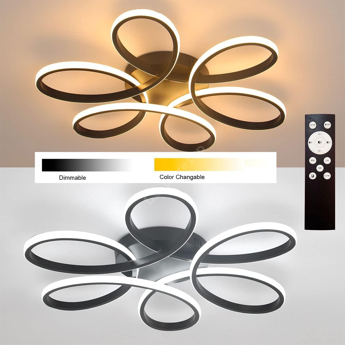 Lustra Led Daisy Black Echivalent 800W Telecomanda Lighting Fixtures