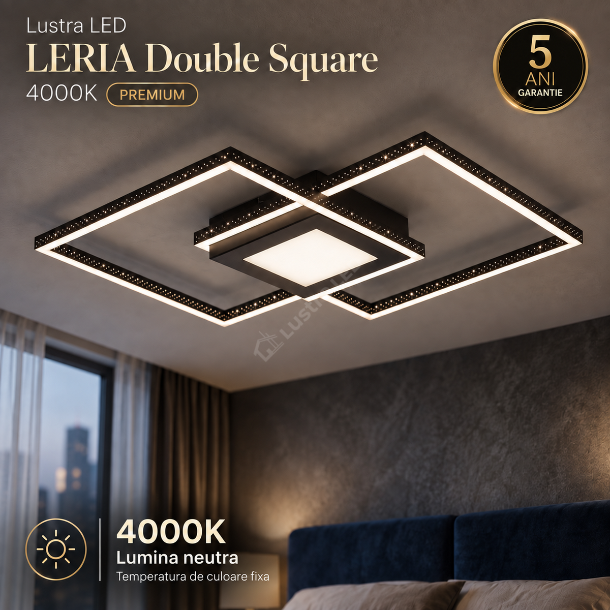 Lustra LED Double Square LERIA 4000K PREMIUM
