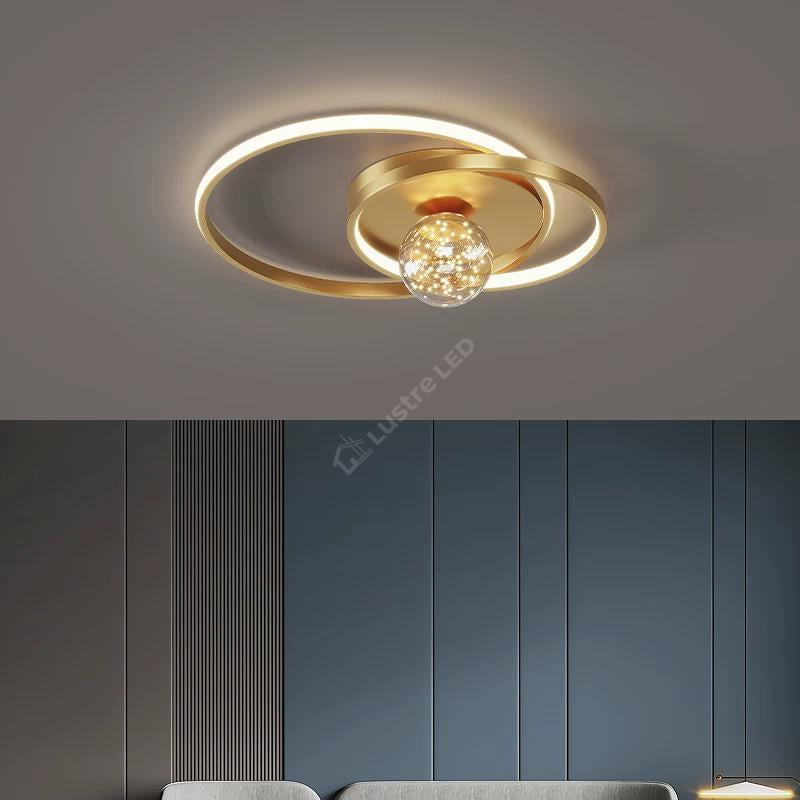 Lustra LED Enigma Gold Echivalent 300W Telecomanda AURIE / MINIMALIST DESIGN / 55CM Lighting Fixtures