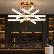 Lustra LED FERGA LINES Gold Echivalent 700W Telecomanda