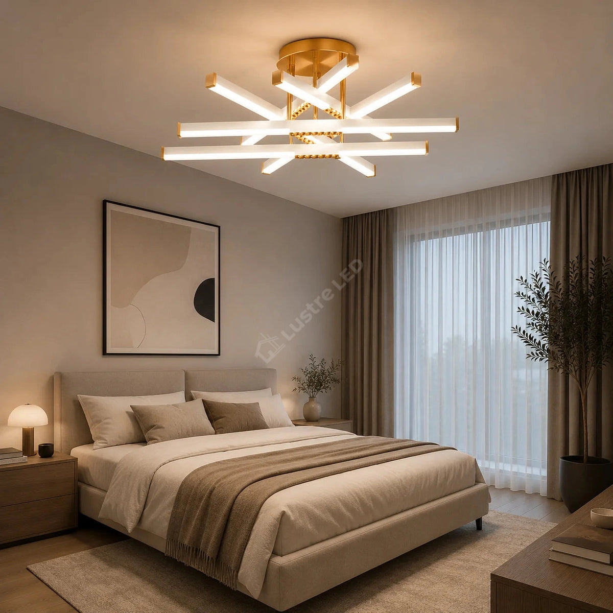 Lustra LED FERGA LINES Gold Echivalent 700W Telecomanda