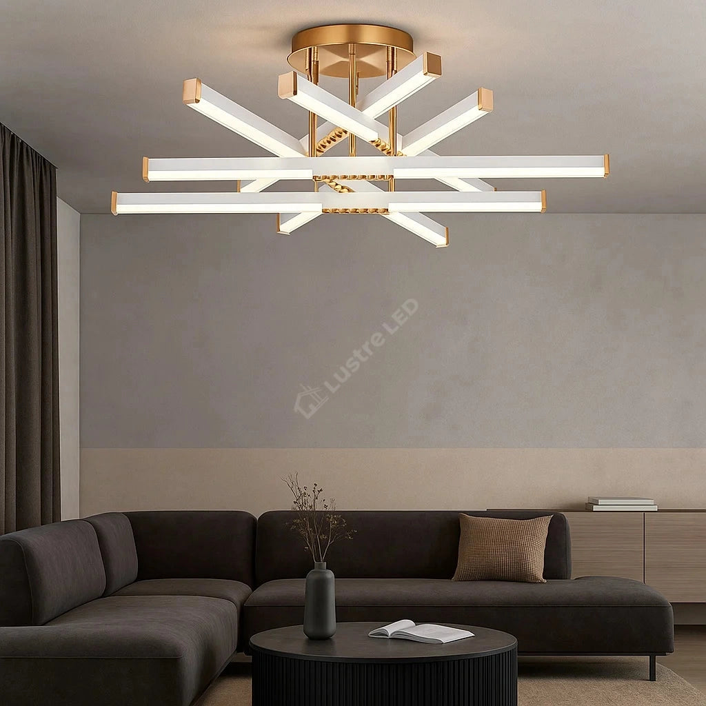 Lustra LED FERGA LINES Gold Echivalent 700W Telecomanda