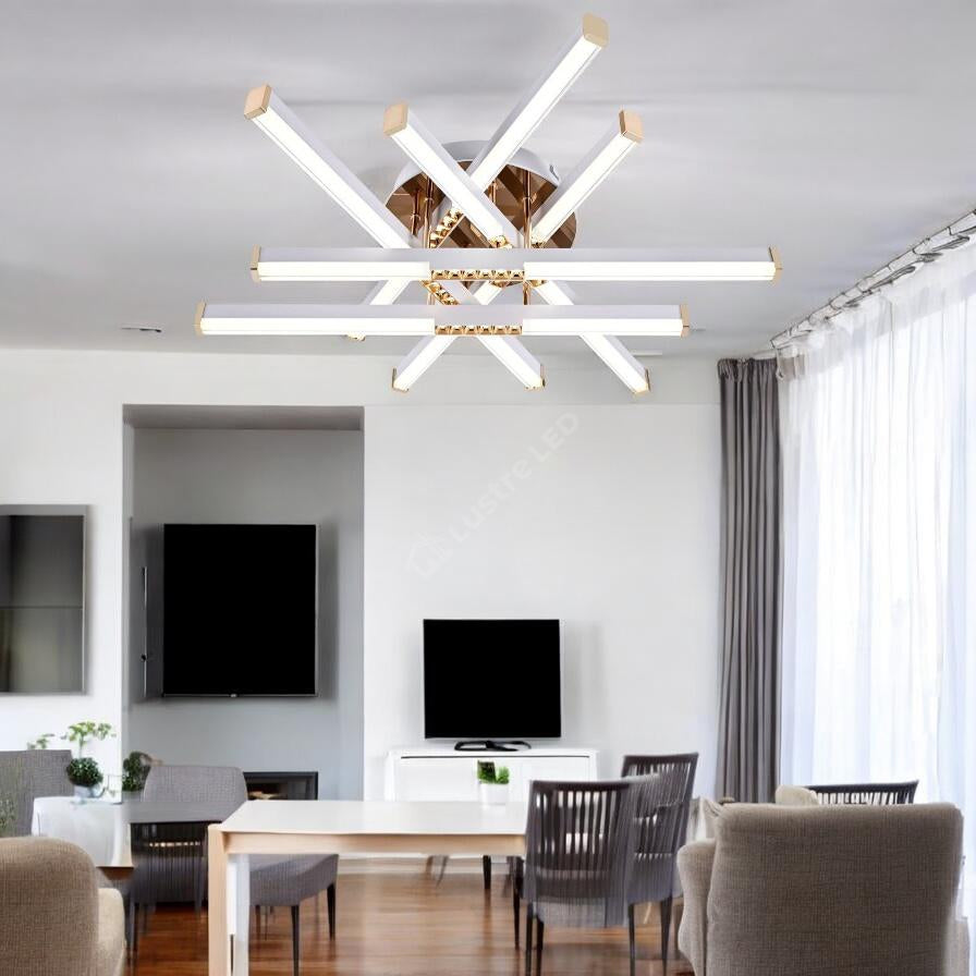 Lustra LED FERGA LINES Gold Echivalent 700W Telecomanda AURIE / 60CM / MINIMALIST DESIGN Lighting Fixtures