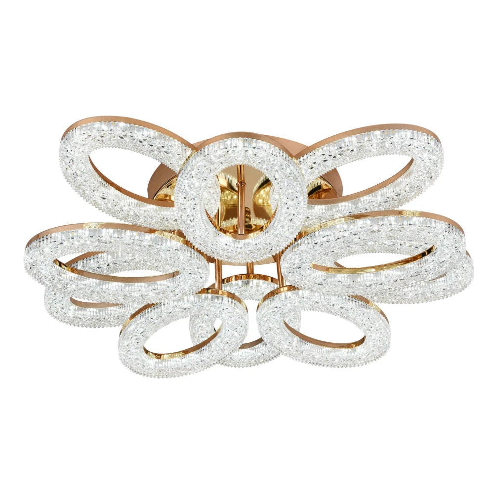 Lustra LED Golden 10 Ovals Echivalent 1200W Telecomanda