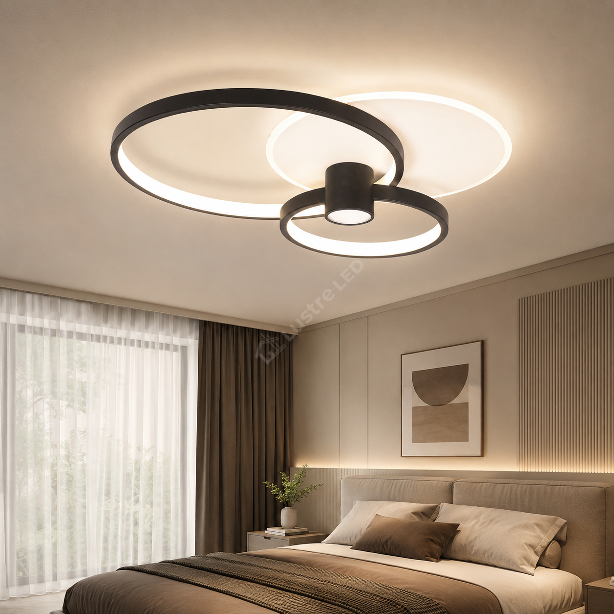 Lustra LED Horus RINGS Black+White 4550lm CCT