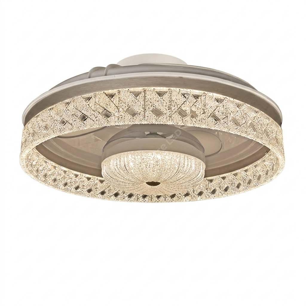 Lustra LED KEVO White cu Ventilator Ø50CM Echivalent 400W Telecomanda