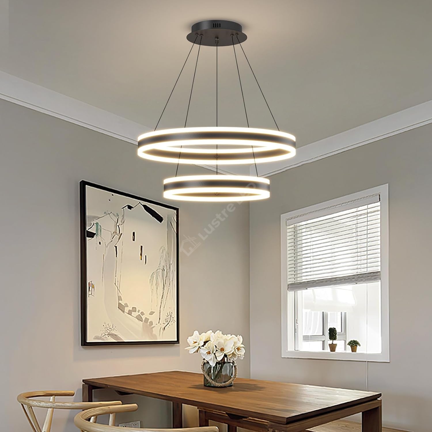 Lustra Led 204W King Black 2 Segmente Telecomanda Lighting Fixtures