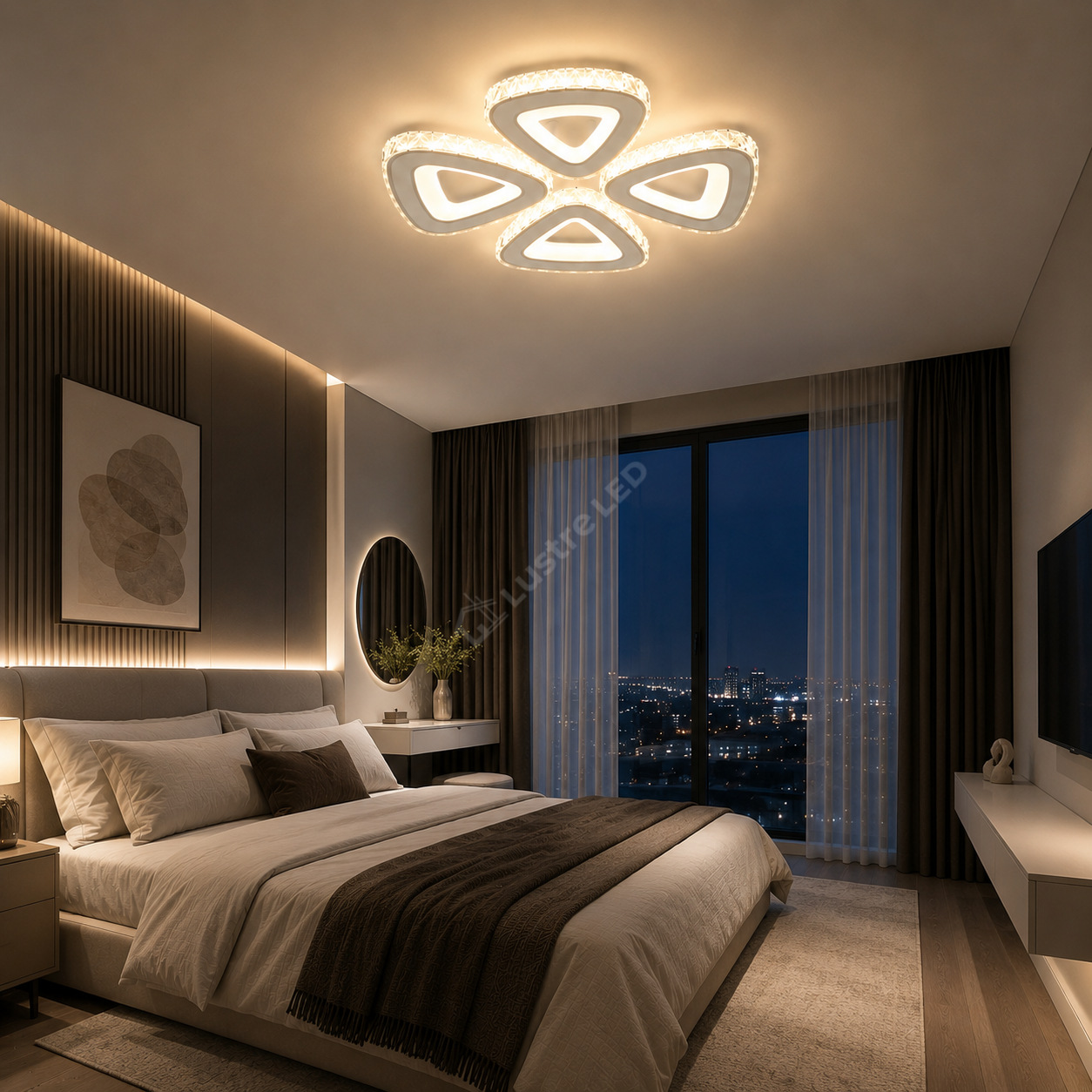 Lustra LED LOTUS CCT Chrome Cristal Echivalent 800W Telecomanda