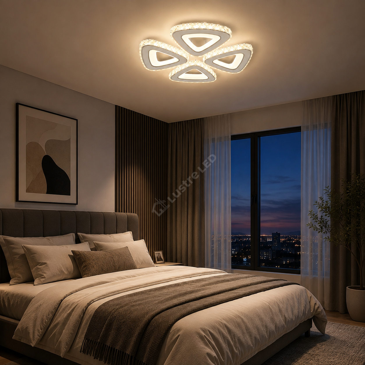 Lustra LED LOTUS CCT Chrome Cristal Echivalent 800W Telecomanda