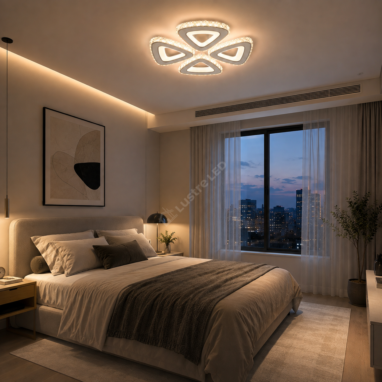 Lustra LED LOTUS CCT Chrome Cristal Echivalent 800W Telecomanda