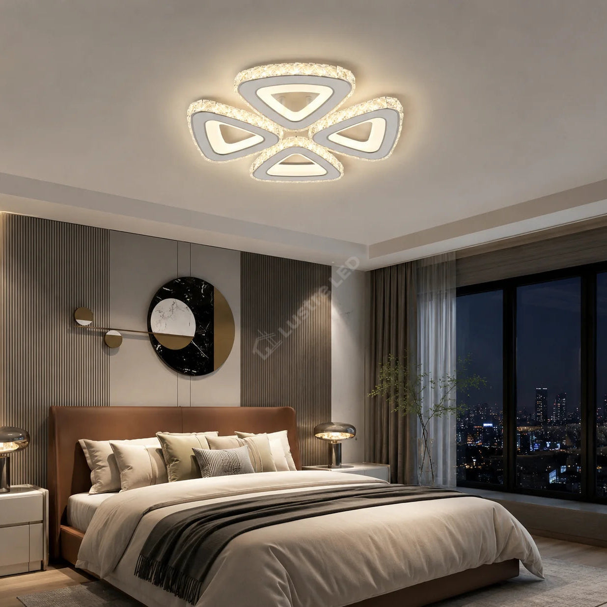 Lustra LED LOTUS CCT Chrome Cristal Echivalent 800W Telecomanda