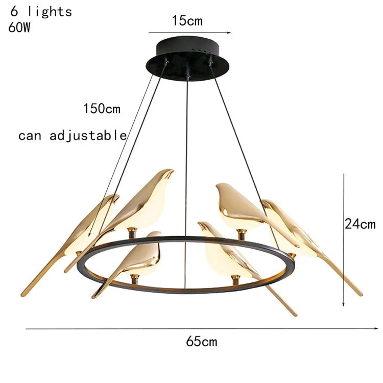 Lustra Led Luxury 6 Golden Swallow Lighting Fixtures