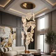 Lustra LED Luxury PAPER QUILL GOLD 12Elemente Echivalent 300W Telecomanda