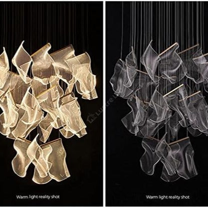 Lustra LED Luxury PAPER QUILL GOLD 18Elemente Echivalent 350W Telecomanda