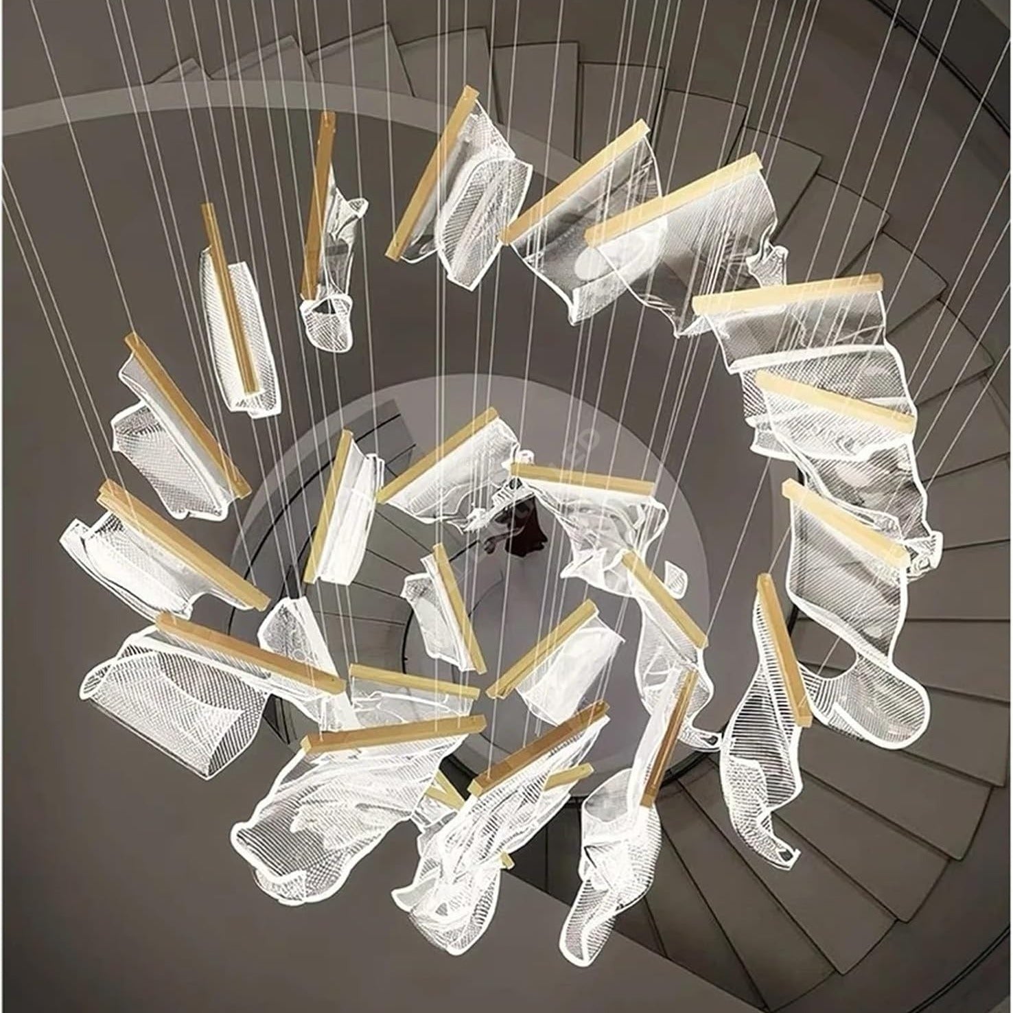 Lustra LED Luxury PAPER QUILL GOLD 18Elemente Echivalent 350W Telecomanda
