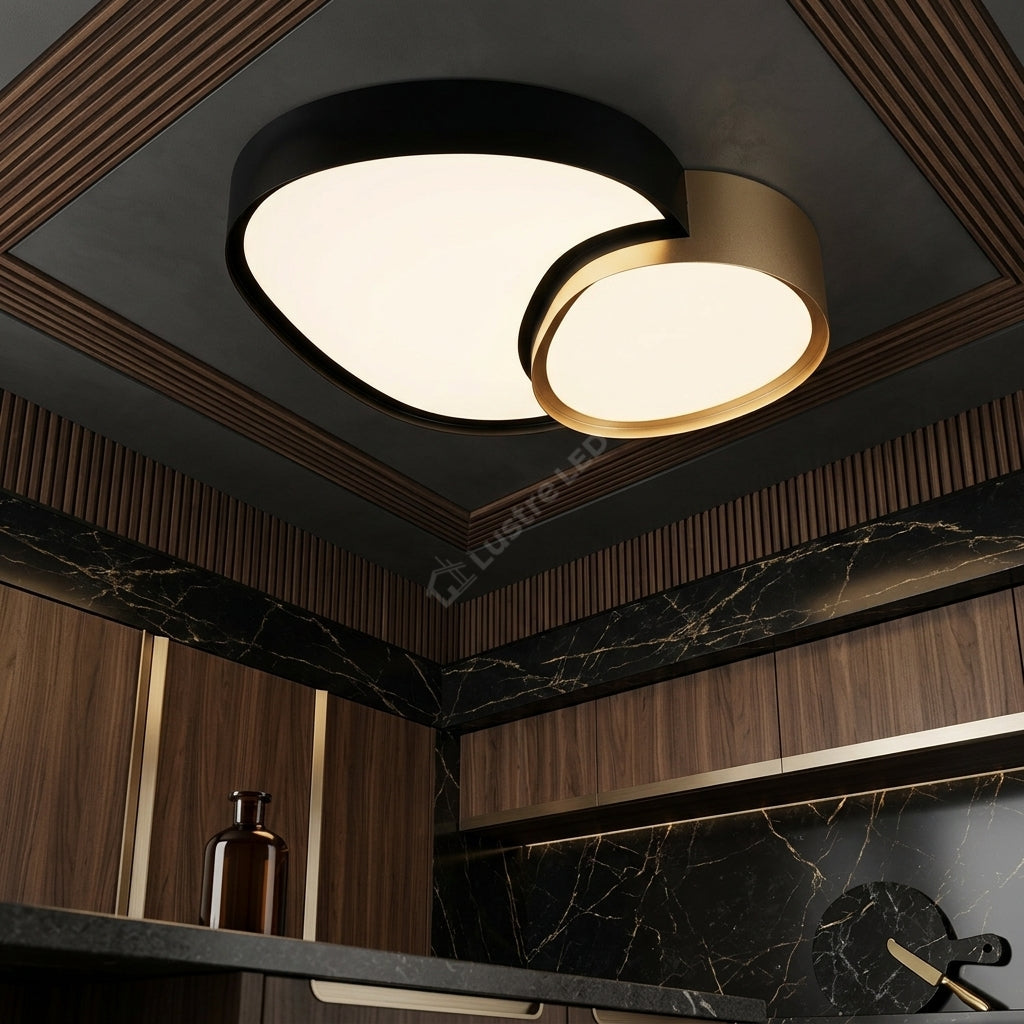 Lustra LED Luxury RISE Black&Gold Echivalent 160W Telecomanda