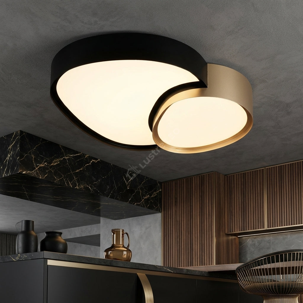 Lustra LED Luxury RISE Black&Gold Echivalent 160W Telecomanda