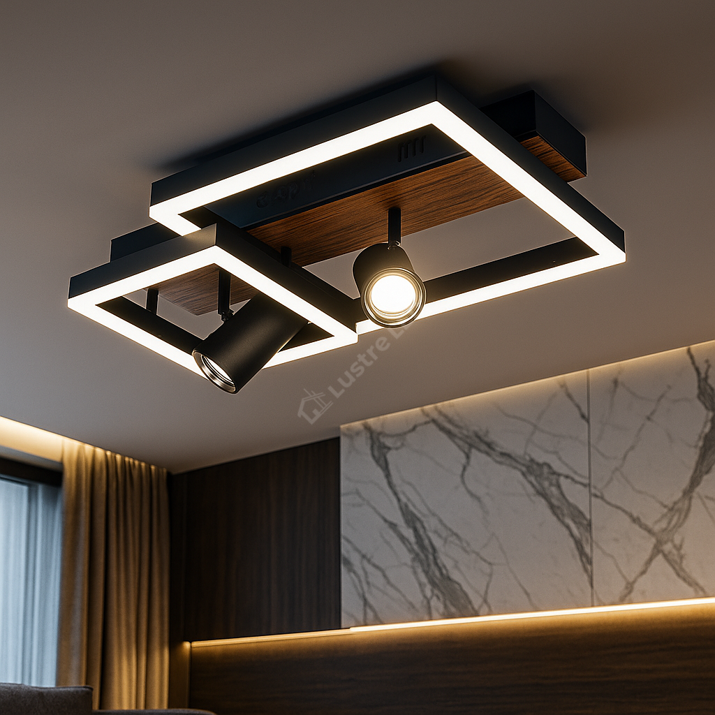 Lustra LED Zenn Telecomanda Wifi 2.4G Black 3 Culori G4228 NEAGRA / SQUARE DESIGN Lighting Fixtures