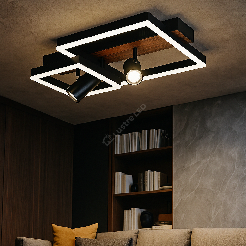 Lustra LED Zenn Telecomanda Wifi 2.4G Black 3 Culori G4228 NEAGRA / SQUARE DESIGN Lighting Fixtures