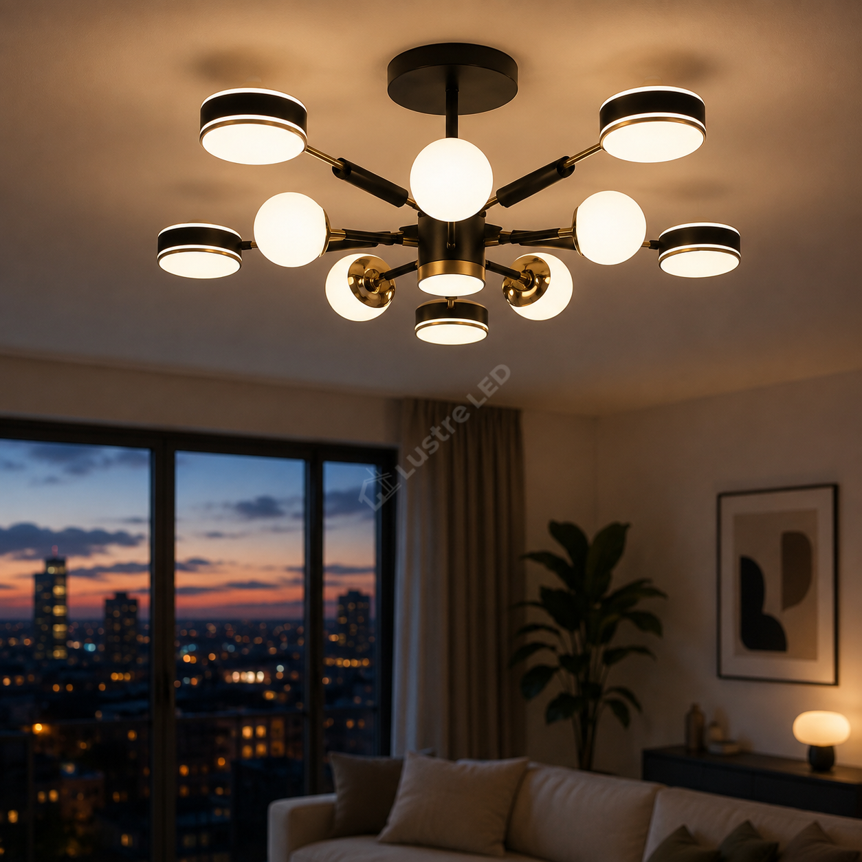 Lustra LED Maxi Fenora Black Echivalent 500W Telecomanda