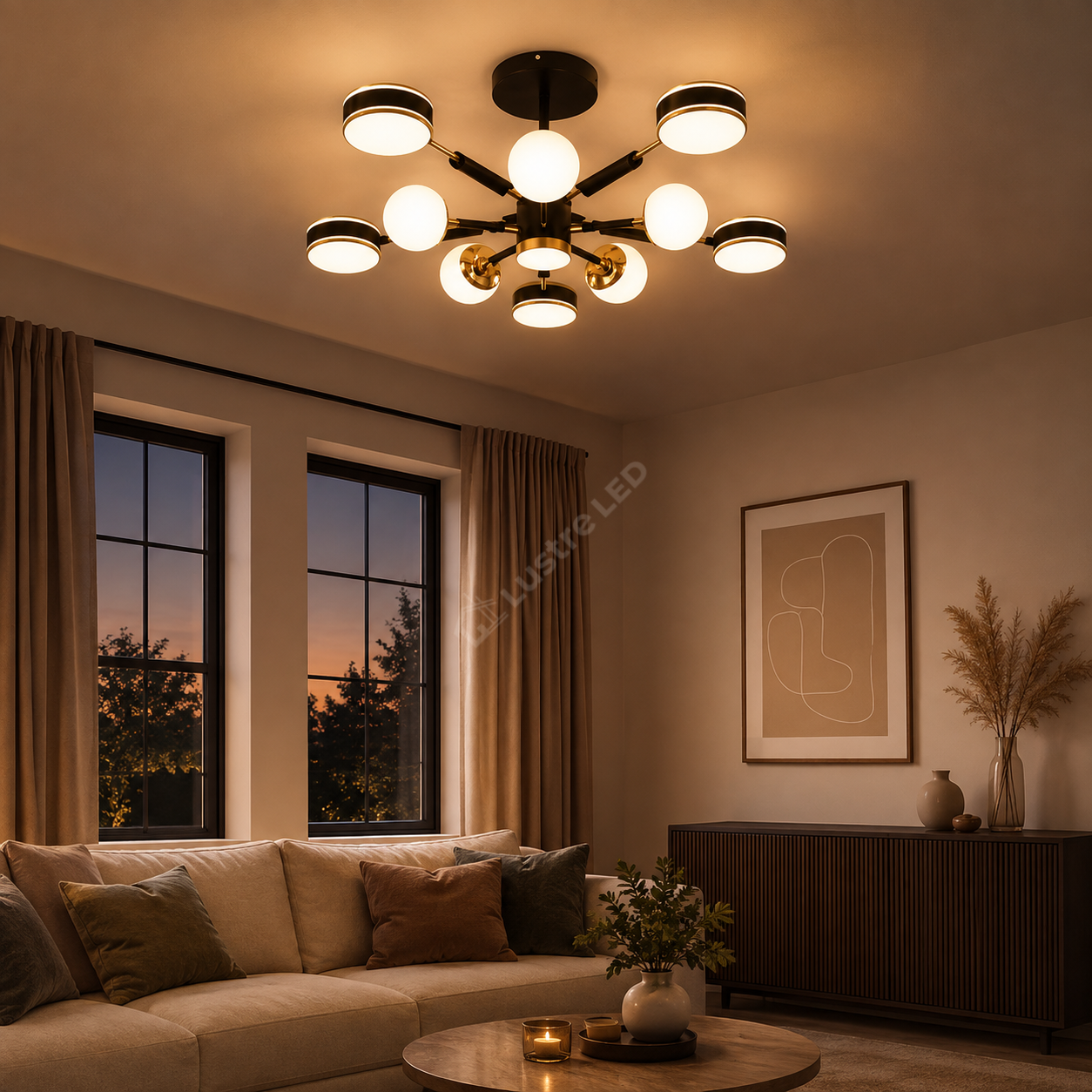 Lustra LED Maxi Fenora Black Echivalent 500W Telecomanda