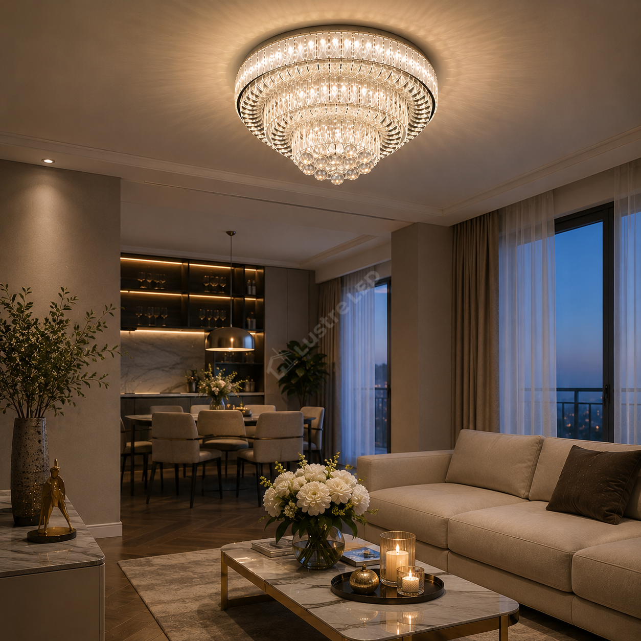 Lustra LED Maxi Klyra CRISTAL Echivalent 600W Telecomanda