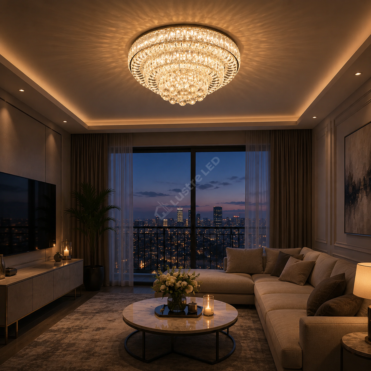 Lustra LED Maxi Klyra CRISTAL Echivalent 600W Telecomanda