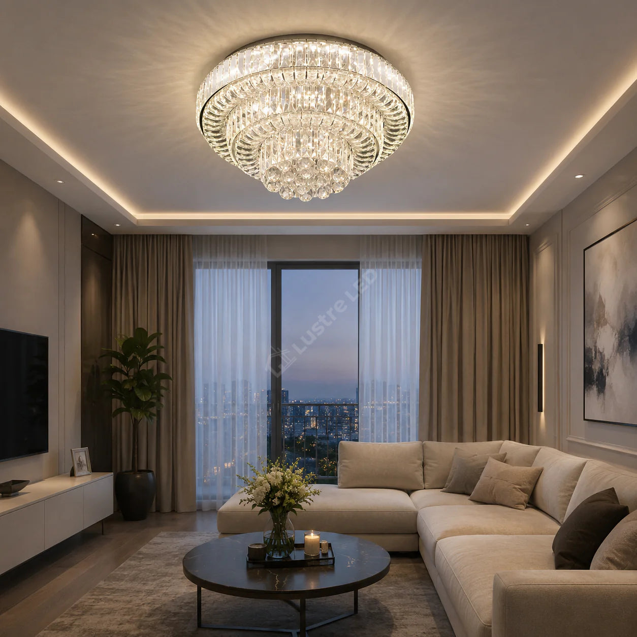 Lustra LED Maxi Klyra CRISTAL Echivalent 600W Telecomanda