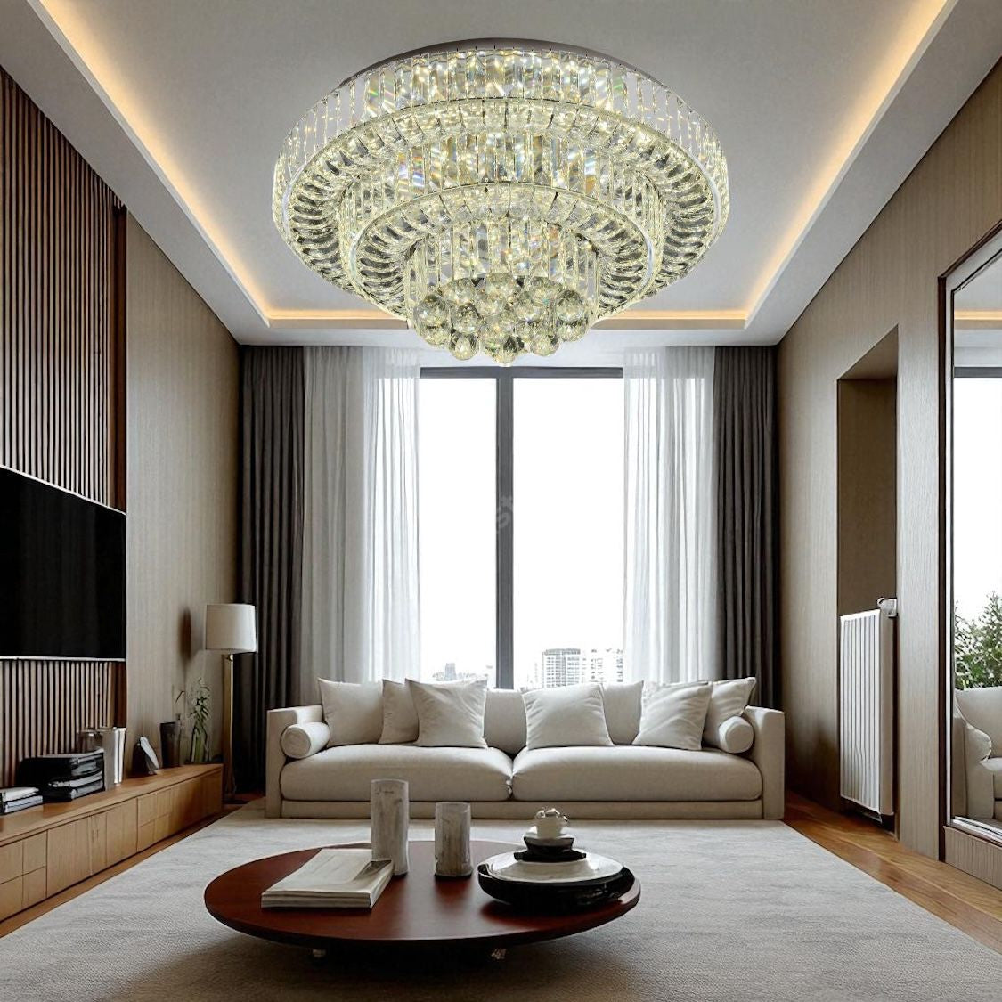 Lustra LED Maxi Klyra CRISTAL Echivalent 600W Telecomanda CHROME / 60CM / CRISTAL Lighting Fixtures