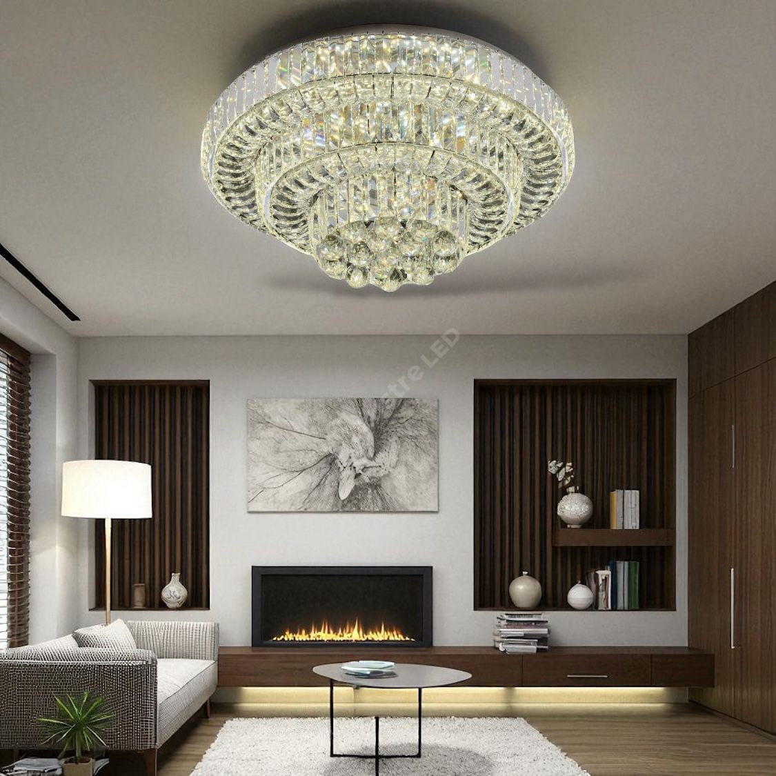 Lustra LED Maxi Klyra CRISTAL Echivalent 600W Telecomanda CHROME / 60CM / CRISTAL Lighting Fixtures
