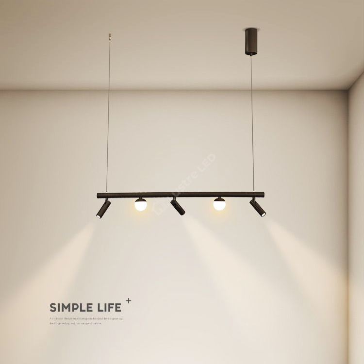 Lustra LED MELI Black Abajur cu 3 Spoturi Reglabile 80cm 1900lm 4000K
