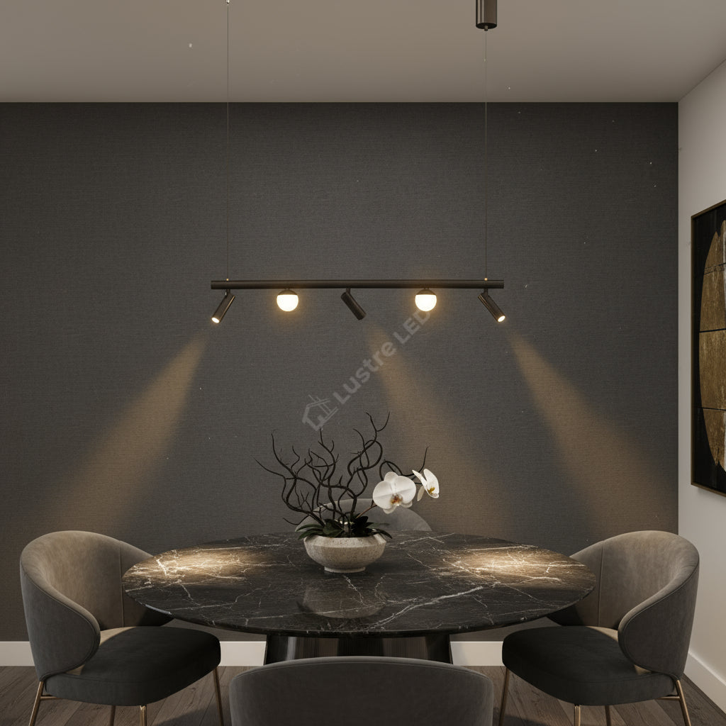 Lustra LED MELI Black Abajur cu 3 Spoturi Reglabile 80cm 1900lm 4000K
