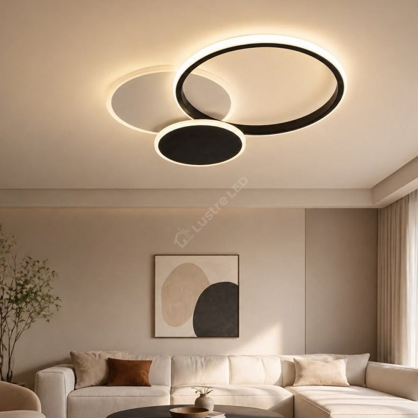 Lustra LED Mendy Black & White Round Echivalent 250W Telecomanda