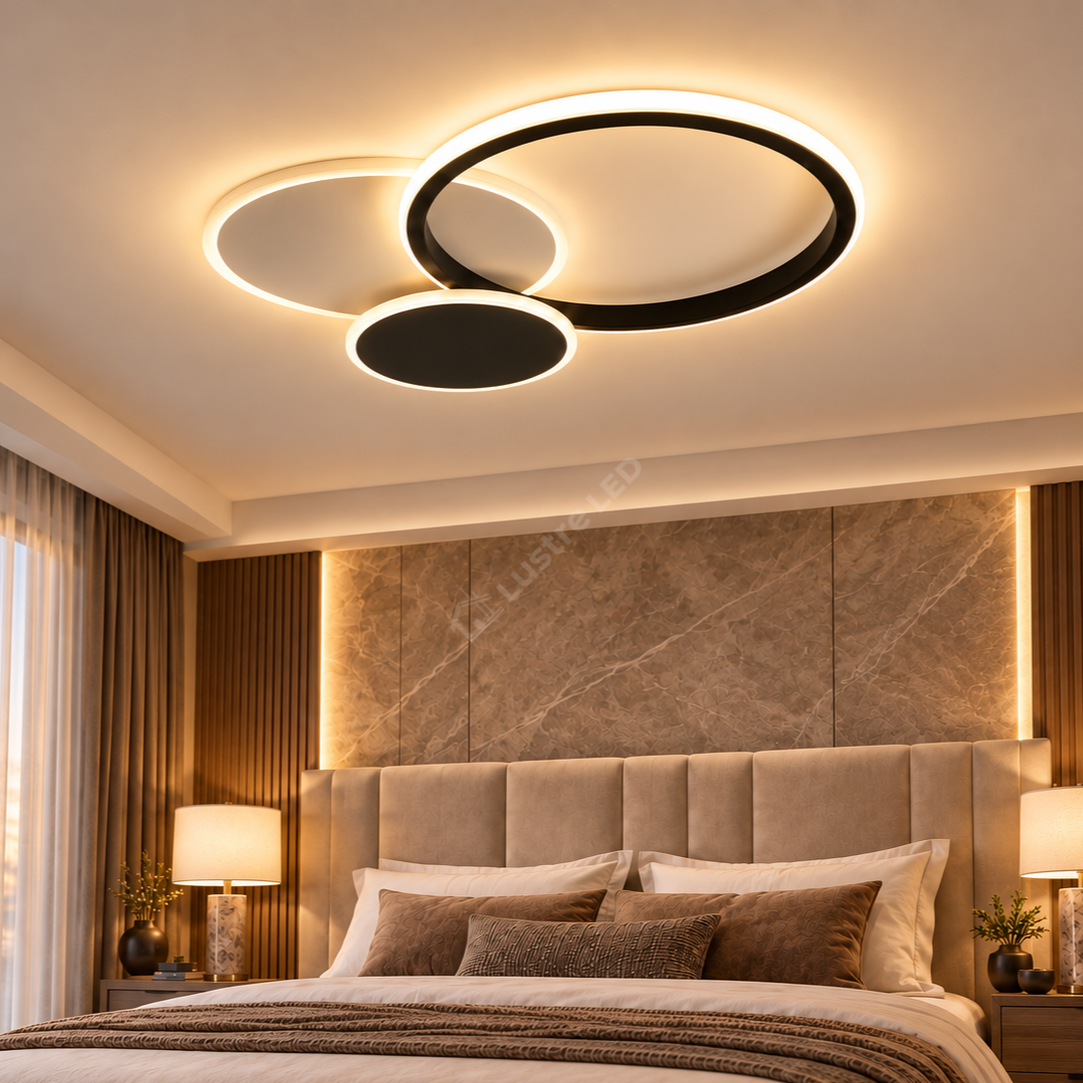 Lustra LED Mendy Black & White Round Echivalent 250W Telecomanda