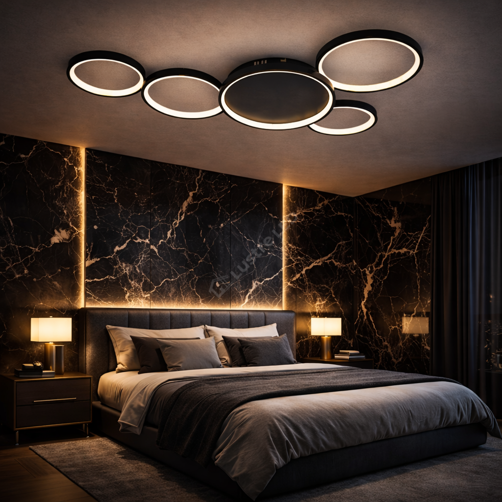 Lustra LED Minara Black Echivalent 600W Telecomanda
