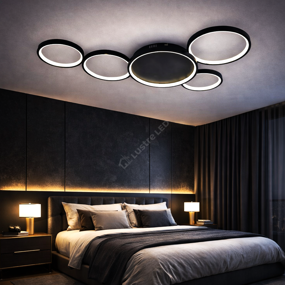 Lustra LED Minara Black Echivalent 600W Telecomanda