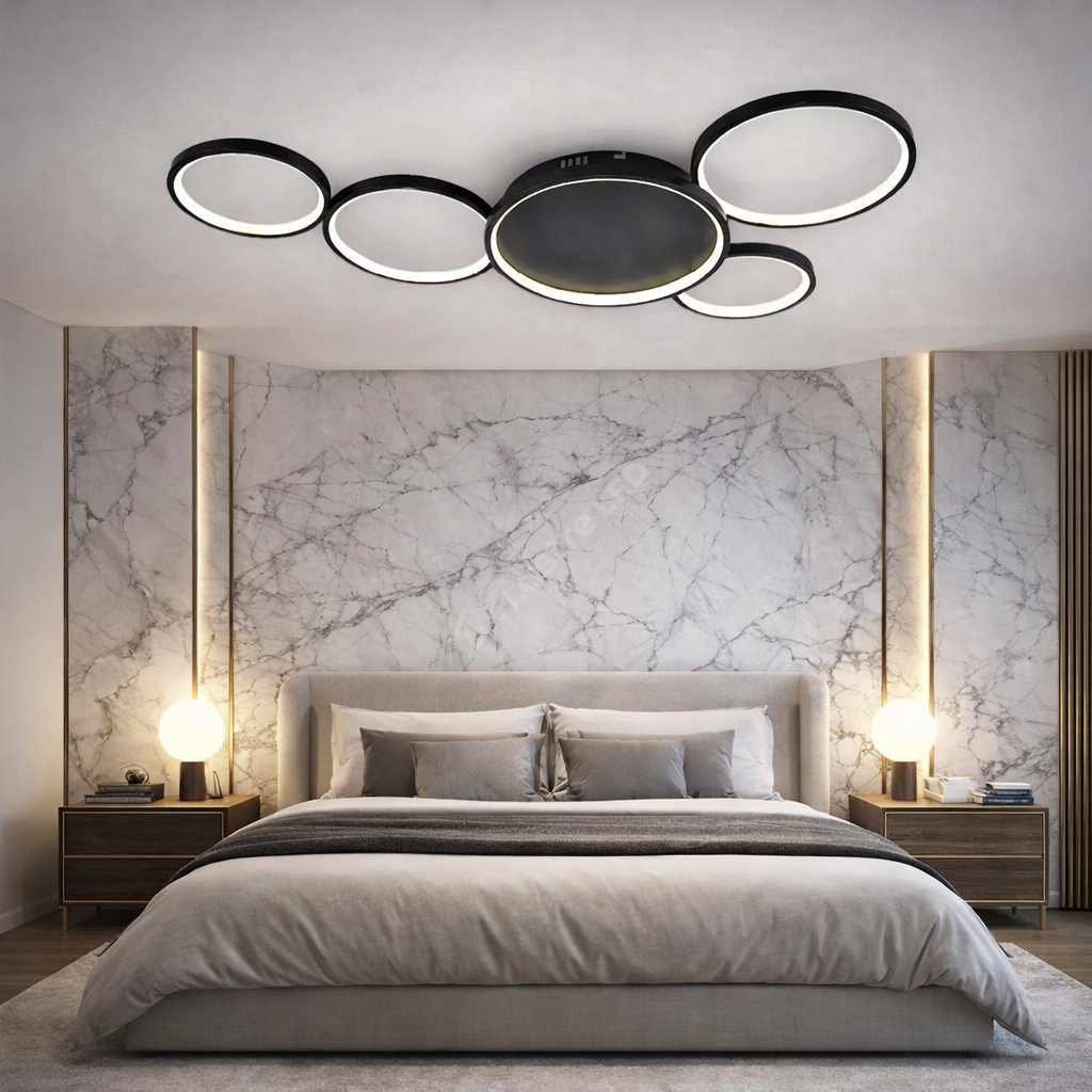 Lustra LED Minara Black Echivalent 600W Telecomanda