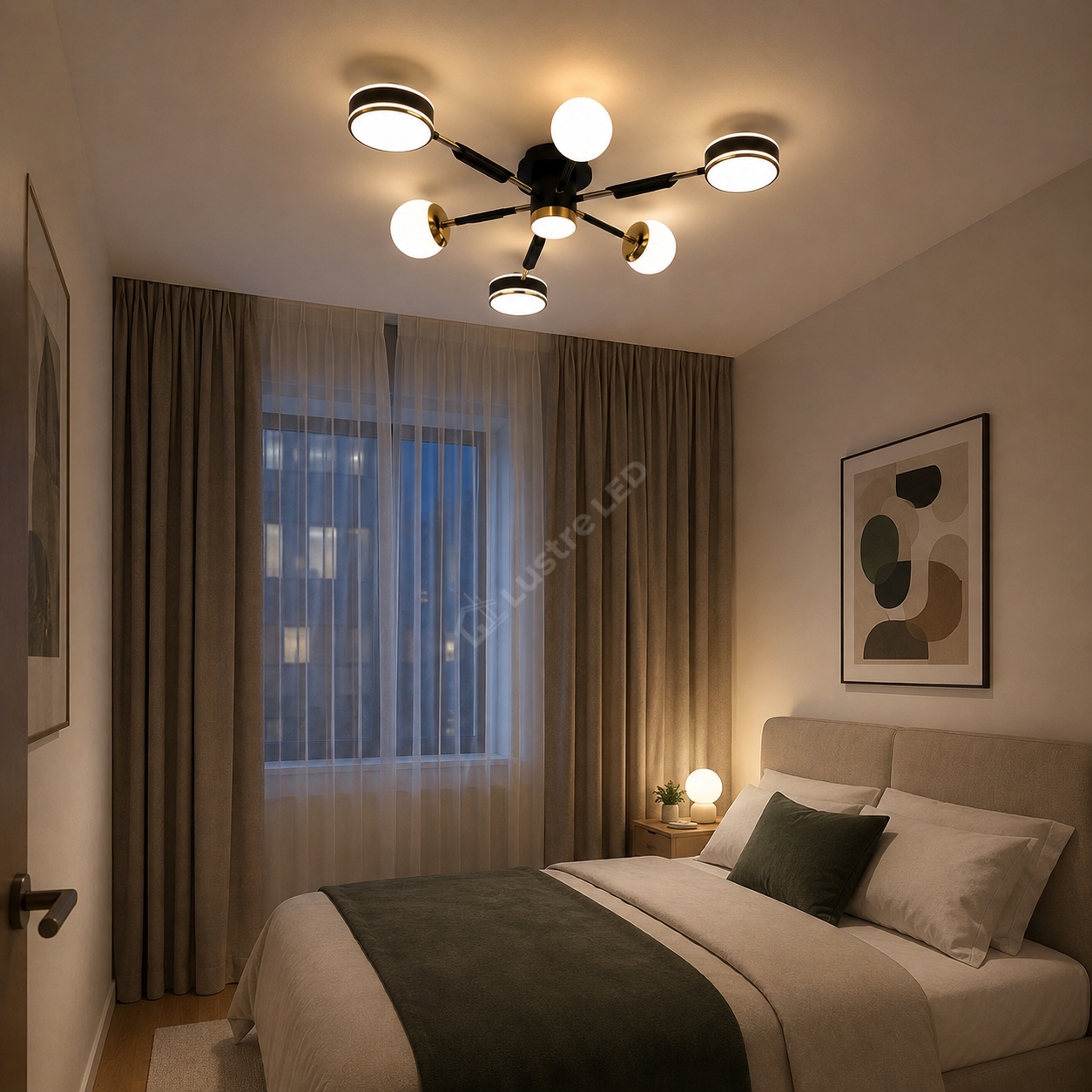 Lustra LED Mini Fenora Black Echivalent 300W Telecomanda
