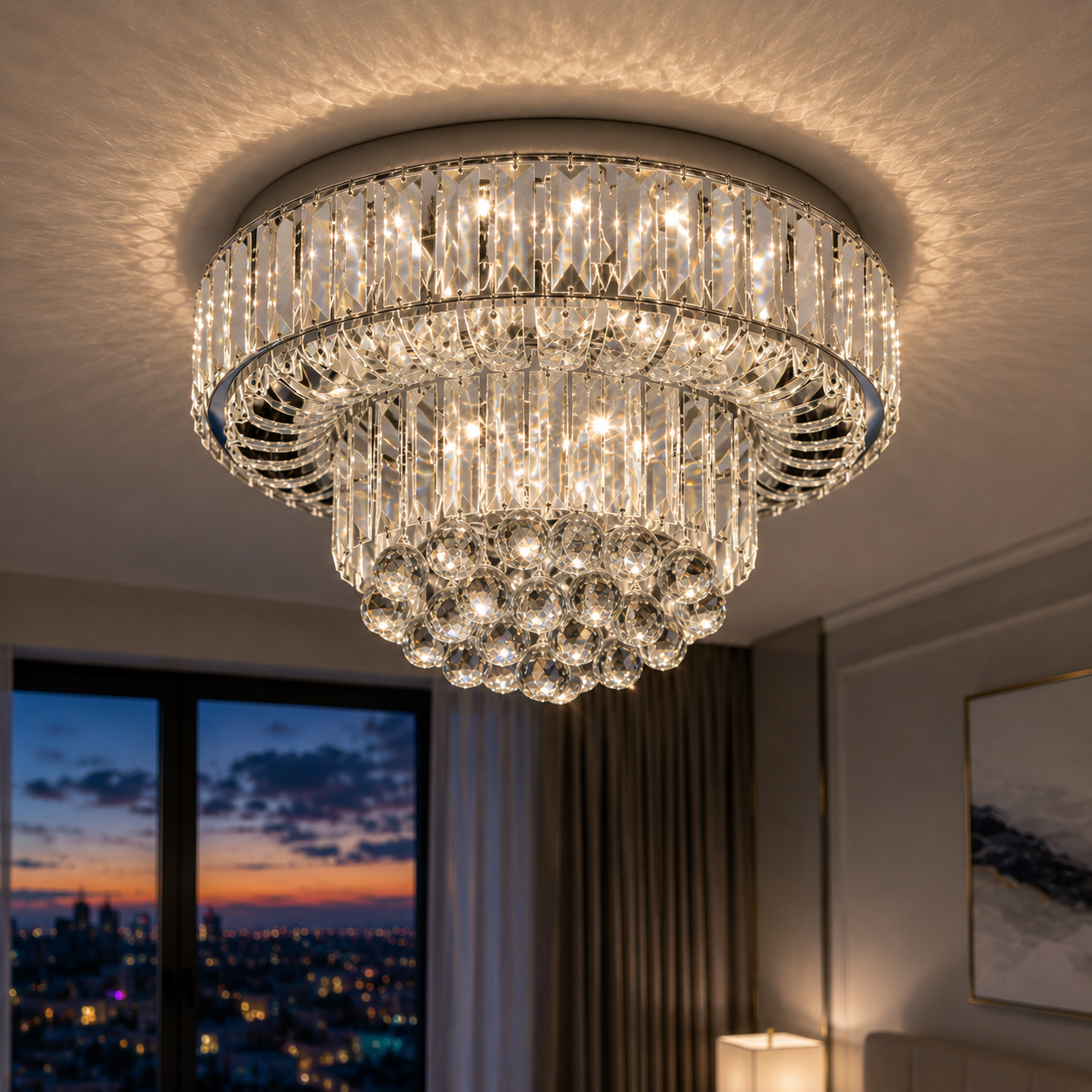 Lustra LED Mini Klyra CRISTAL Echivalent 400W Telecomanda