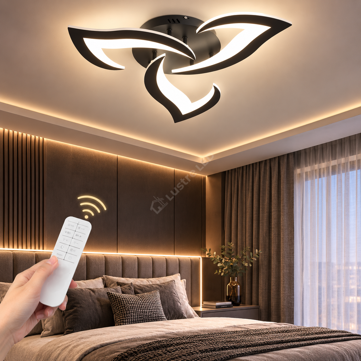 Lustra LED Mini Narcisse Black Echivalent 250W Telecomanda